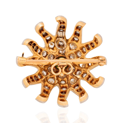 4.65ctw Antique Diamond & Demantoid Garnet Brooch/Pendant