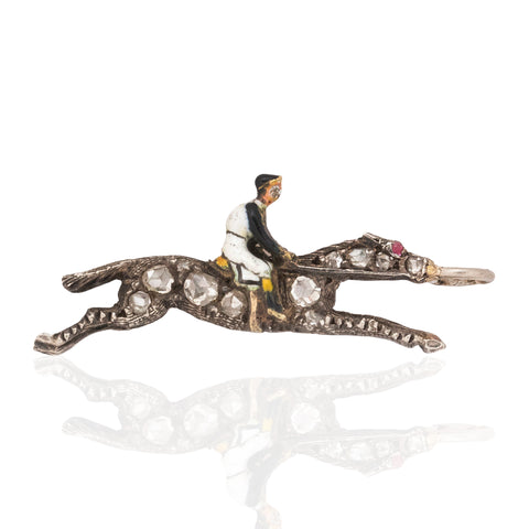 Antique Diamond & Enamel Jockey Charm