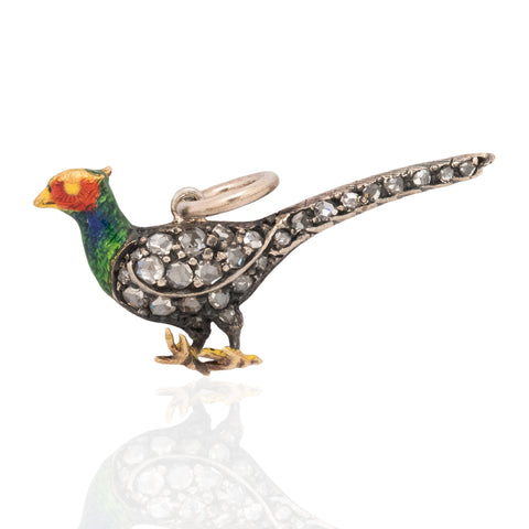 Antique Diamond & Enamel Pheasant Charm