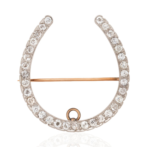 4.00ctw (est) Edwardian Old European Cut Diamond Horseshoe Brooch/Pendant