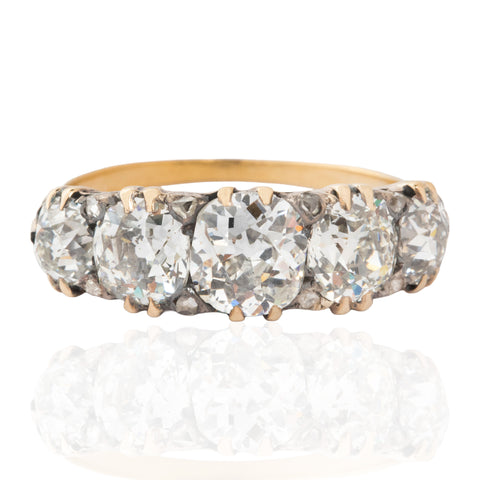 3.47ctw Antique Old Mine Cut Diamond Scroll Ring