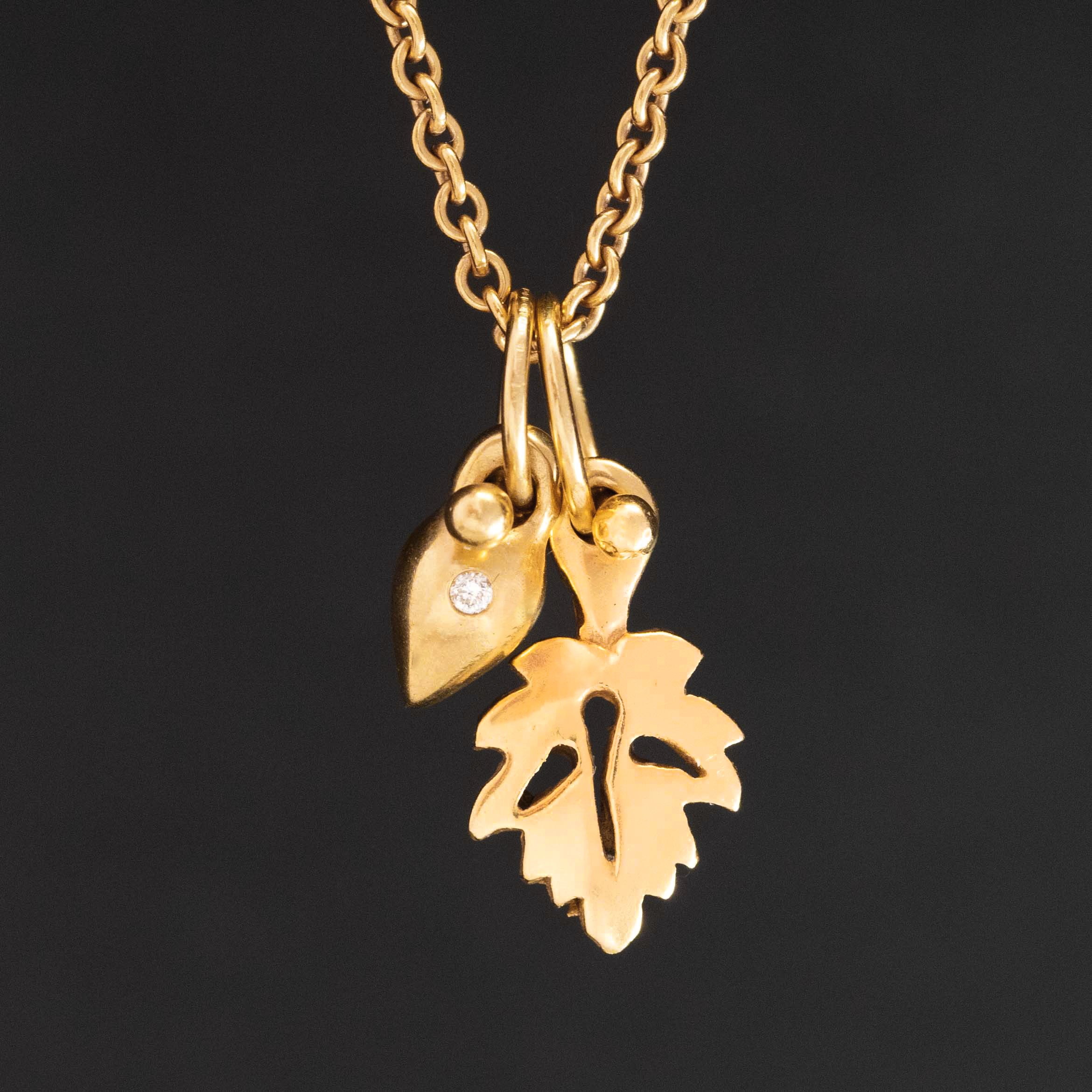 Leaf and Amphora Charm Necklace, by Balestra