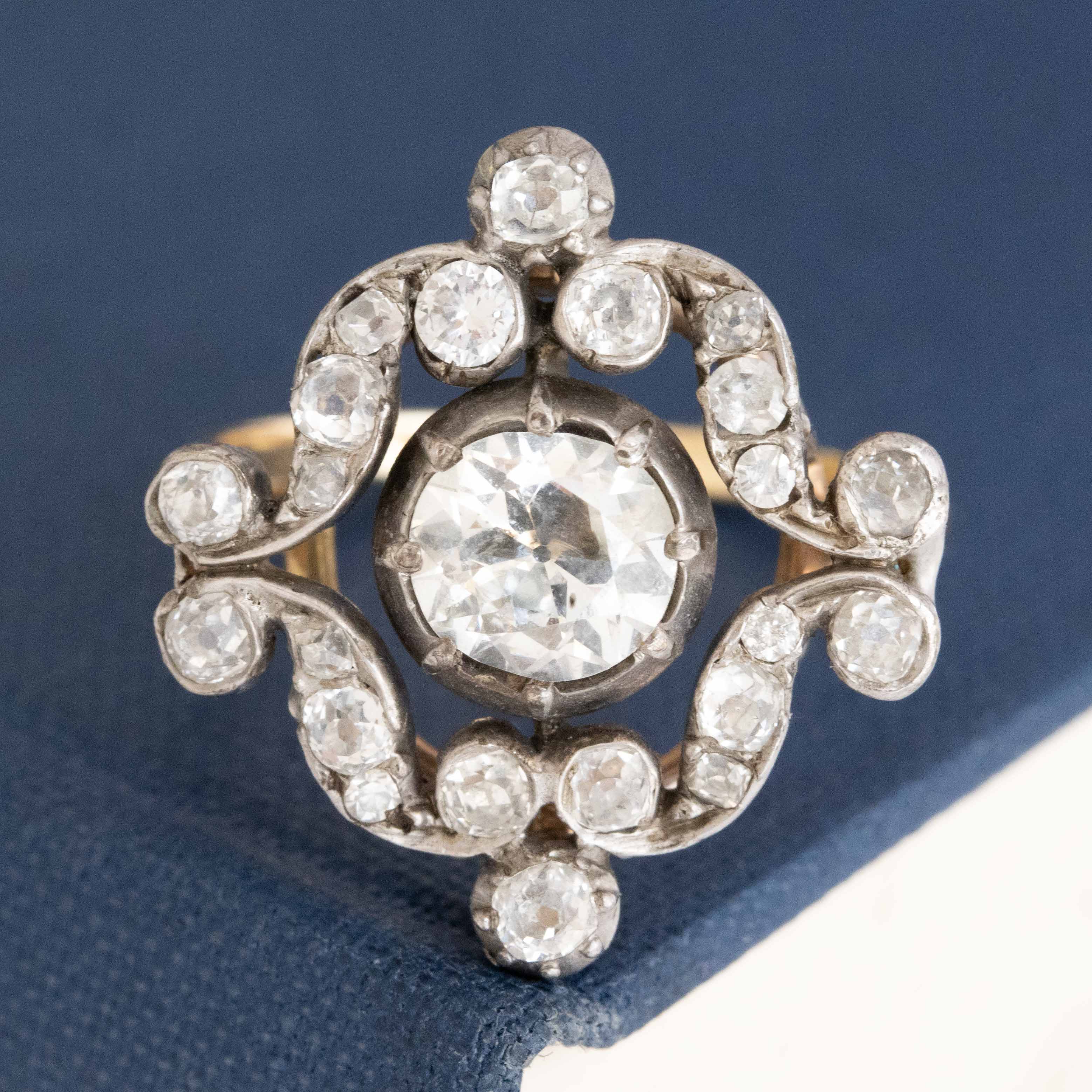 1.72ctw Antique Old Cut Diamond Collet Cluster Ring