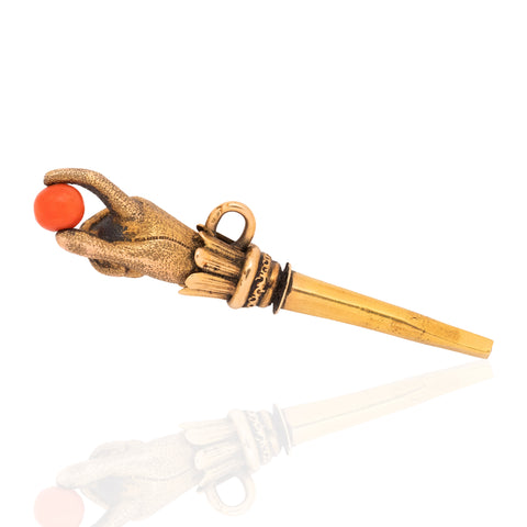 Georgian Gloved Hand & Coral Watch Key Fob