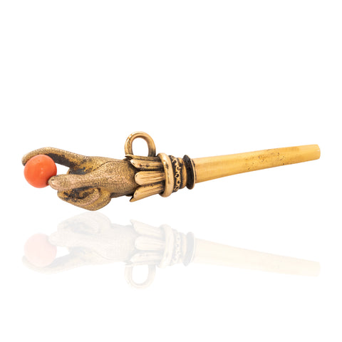 Georgian Gloved Hand & Coral Watch Key Fob