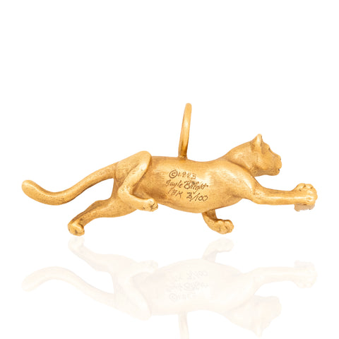 Vintage Gold & Diamond Cat Pendant