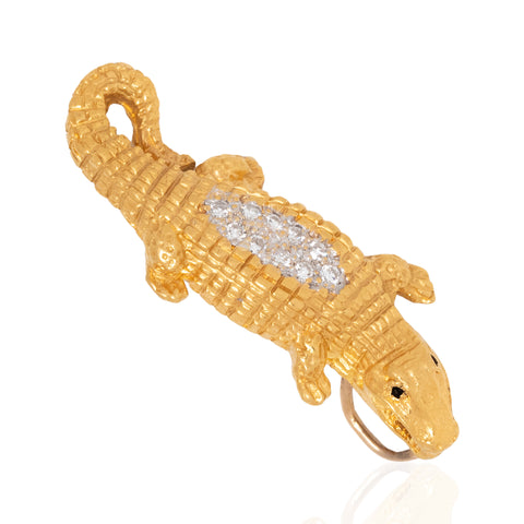 Vintage Diamond Crocodile Pendant