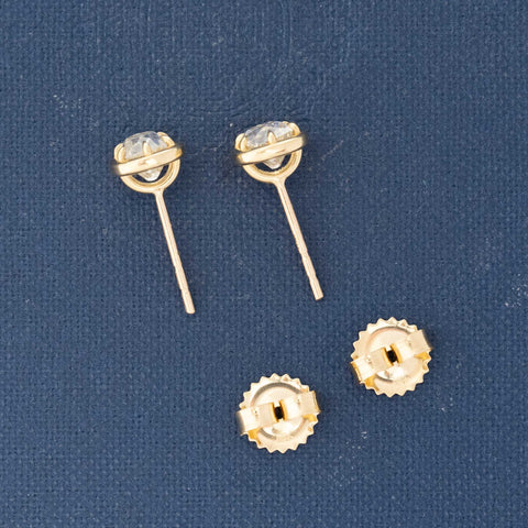 1.35ctw Old Mine Cut Diamond Stud Earrings
