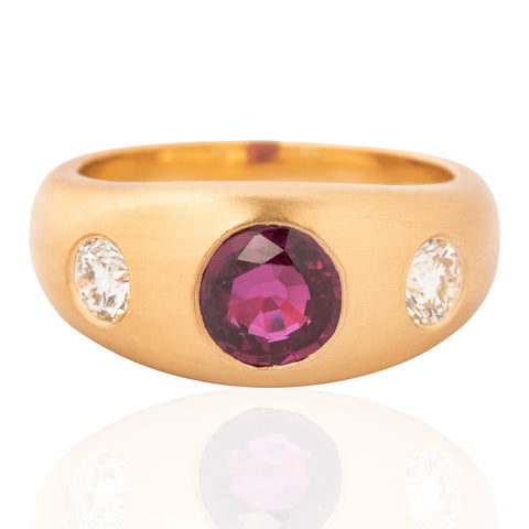 1.53ctw Diamond & Ruby Flush Set Trilogy Ring