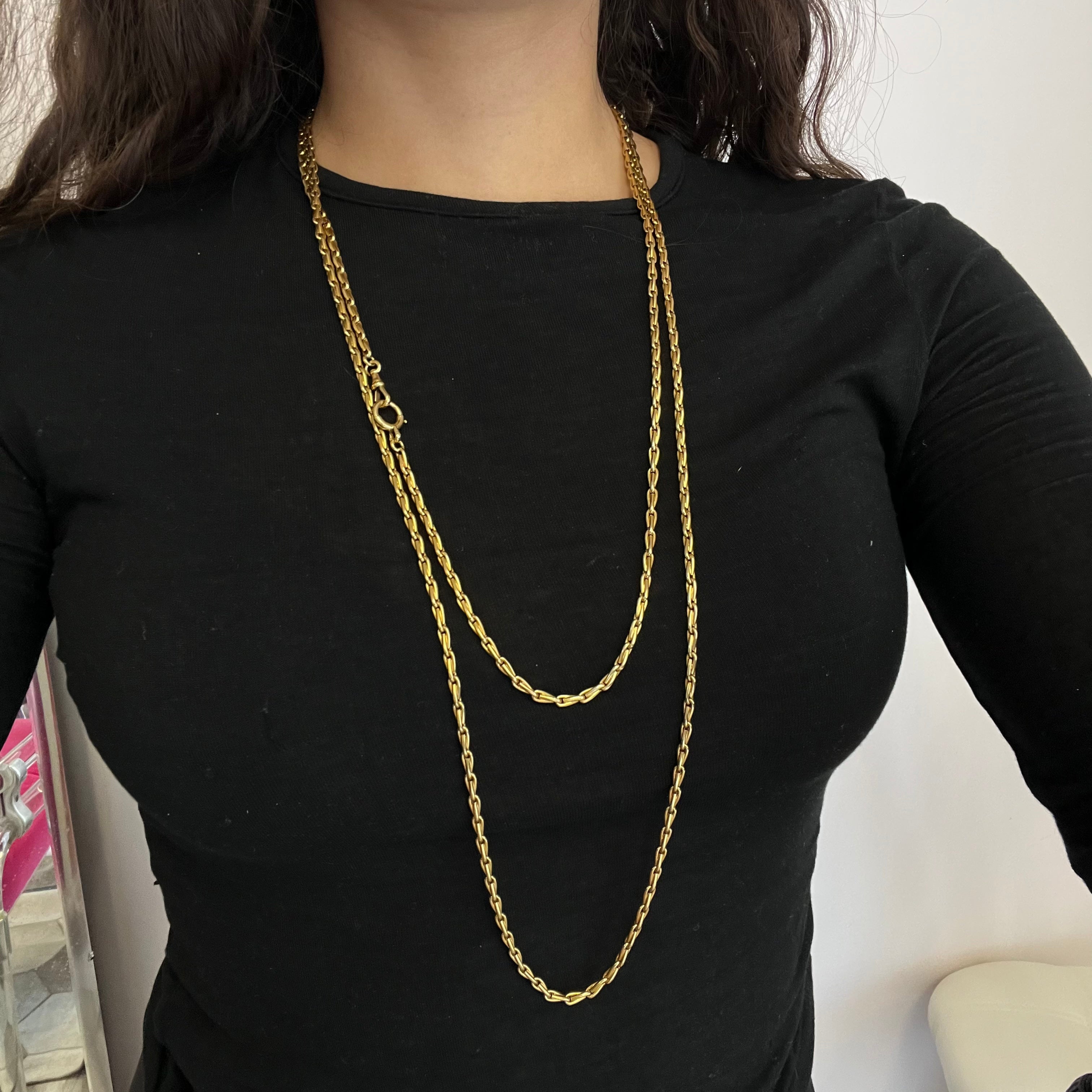 Antique Yellow Gold Long Chain, French