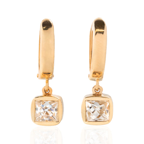 1.00ctw French Cut Diamond Bezel Drop Hoop Earrings