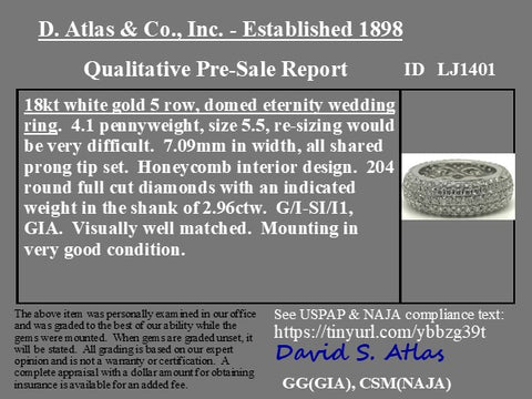 2.96ctw Diamond Pave Dome Eternity Band