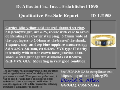 .92ctw Vintage Sapphire & Step Cut Diamond Band, by Cartier