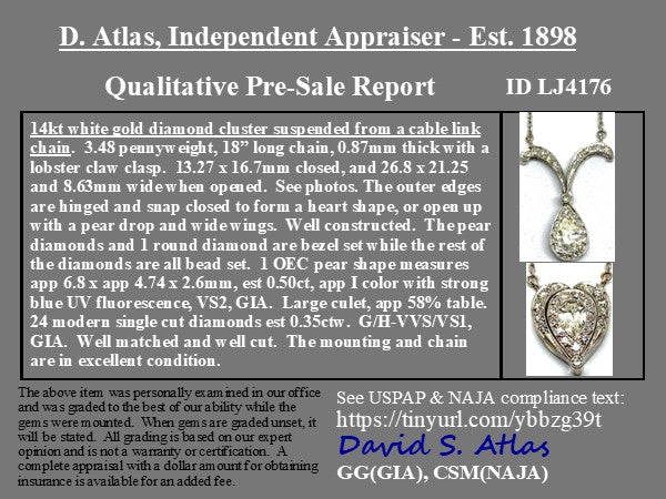 .85ctw Vintage Pear Cut Diamond Cluster Convertible Pendant