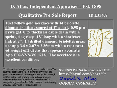 2.02ctw Briolette Cut Diamond Station Necklace