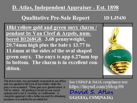 Chrysoprase Fluted Gold Charm, by Van Cleef & Arpels