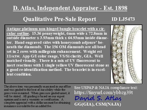 11.00ctw Edwardian Antique Old European Cut Diamond Bangle