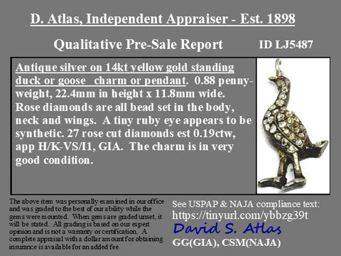 Antique Diamond Waterfowl Charm
