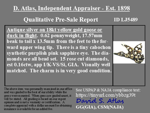 Antique Diamond Goose Charm