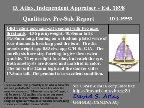 Vintage Amethyst & Diamond Sailboat Pendant