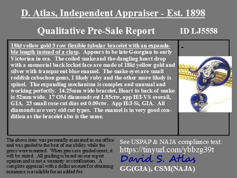 1.94ctw Victorian Diamond & Enamel Serpent Bracelet