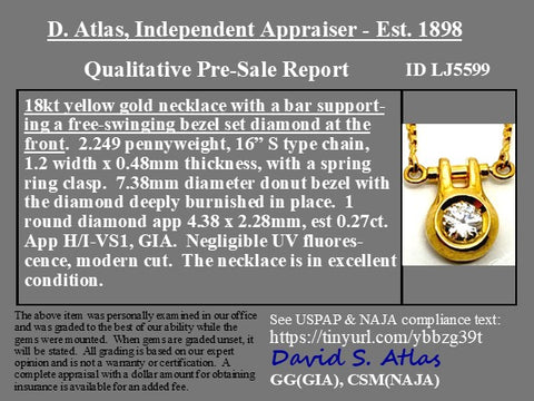 Vintage Round Brilliant Cut Diamond Pendant, Italian