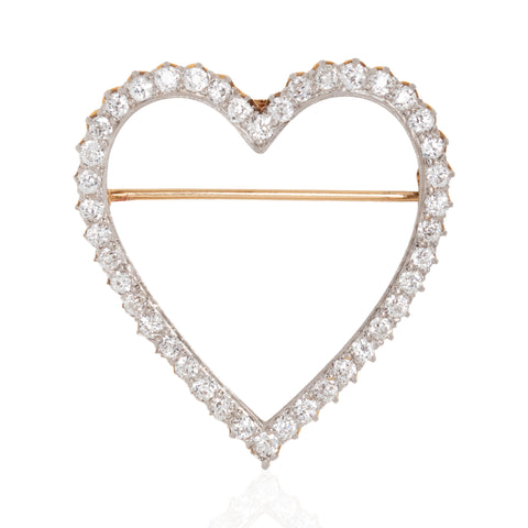 2.00ctw Edwardian Old European Cut Diamond Heart Brooch/Pendant