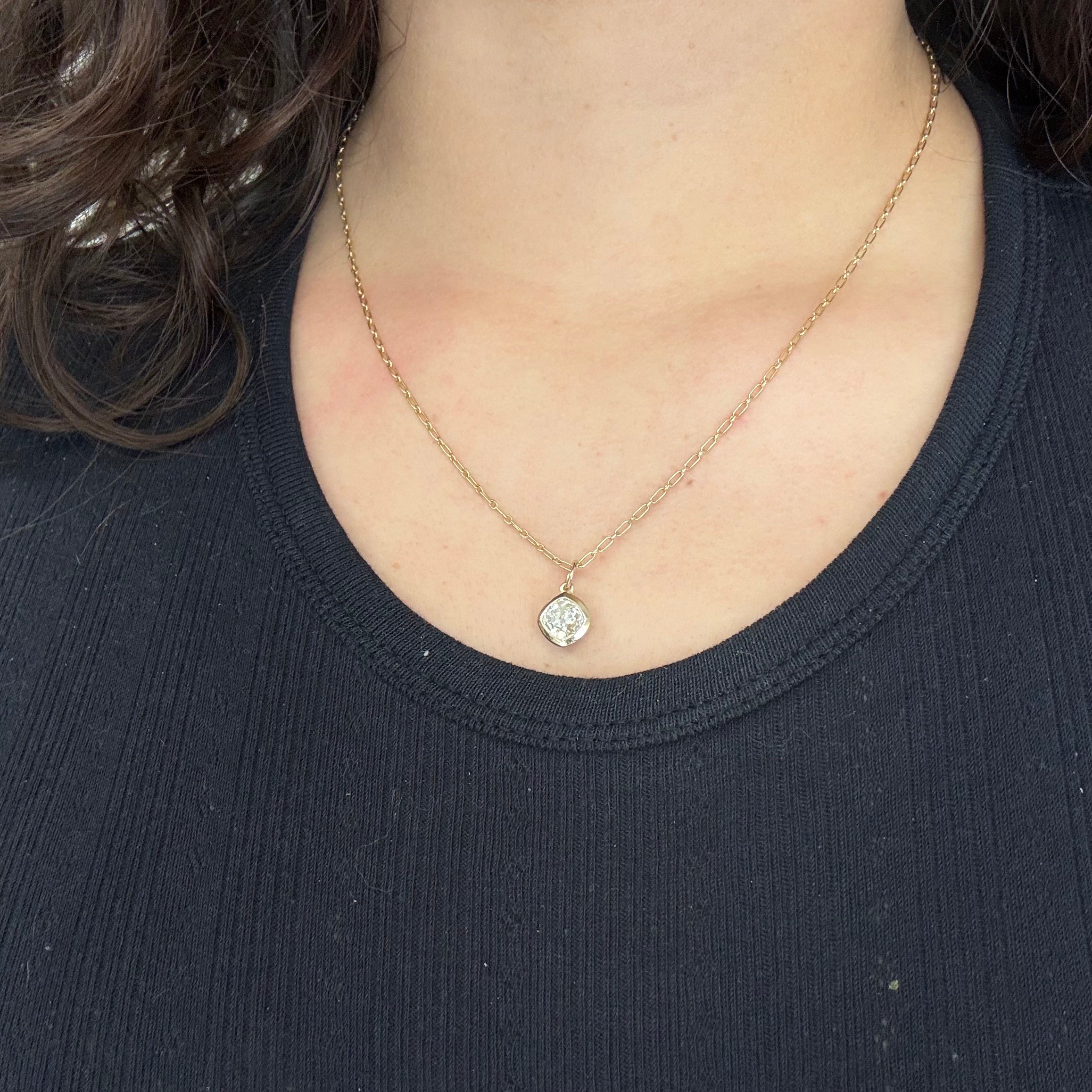 1.46ct Askew Old Mine Cut Diamond Bezel Pendant