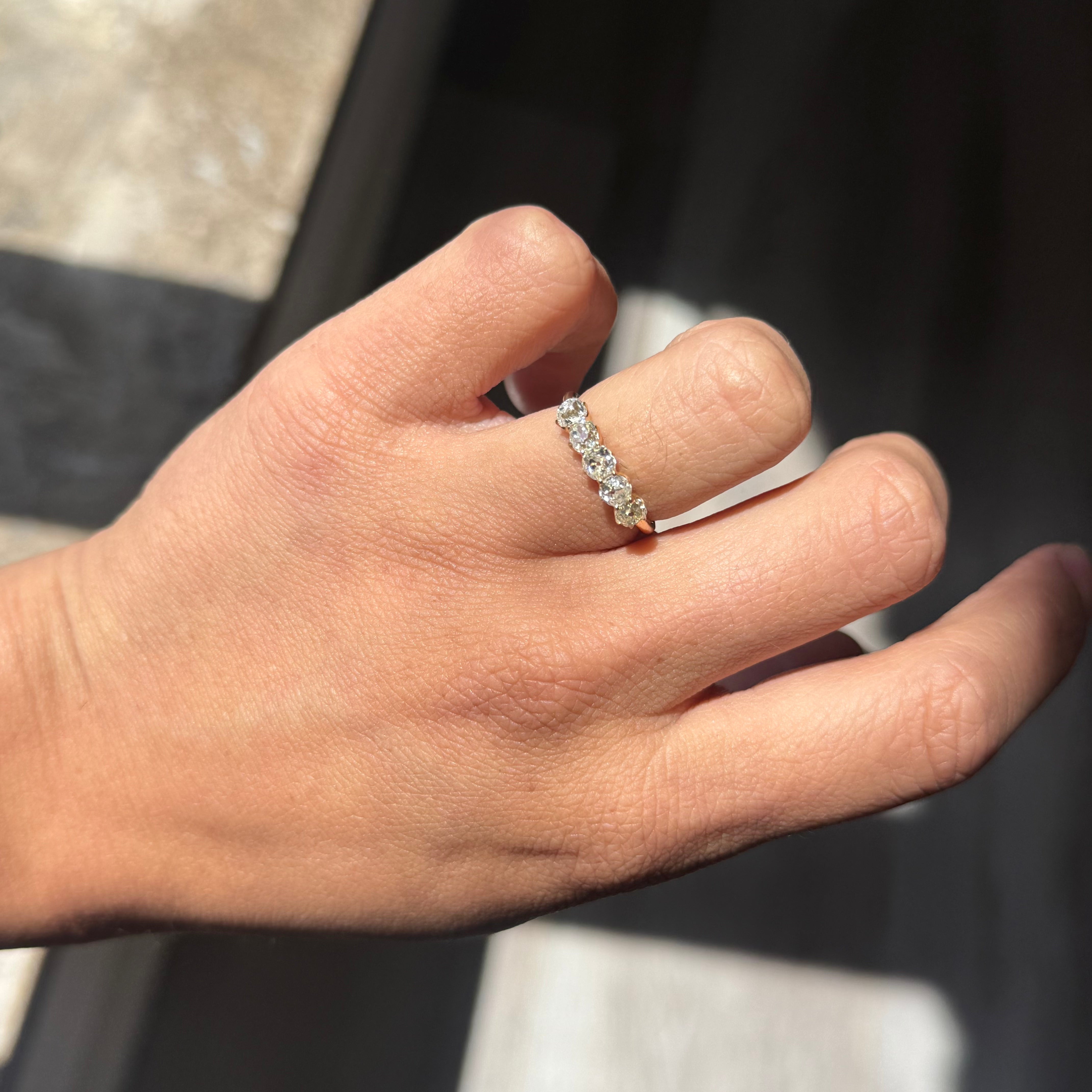 1.23ctw Old Mine Cut Diamond 5-Stone Band