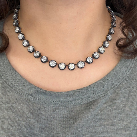 40.58ctw Old European Cut Diamond Collet Riviere Necklace