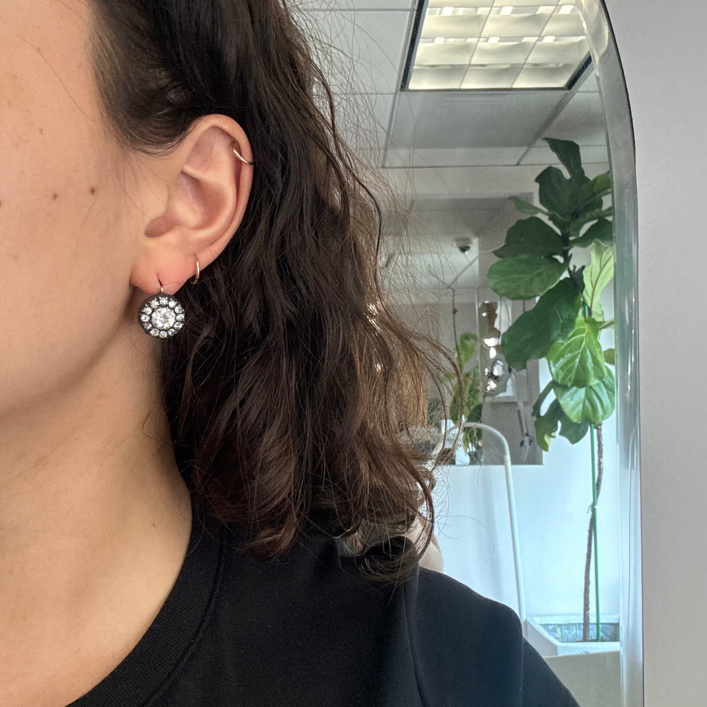 4.00ctw Antique Old European Cut Diamond Collet Cluster Earrings