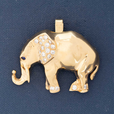 Vintage Diamond Elephant Pendant