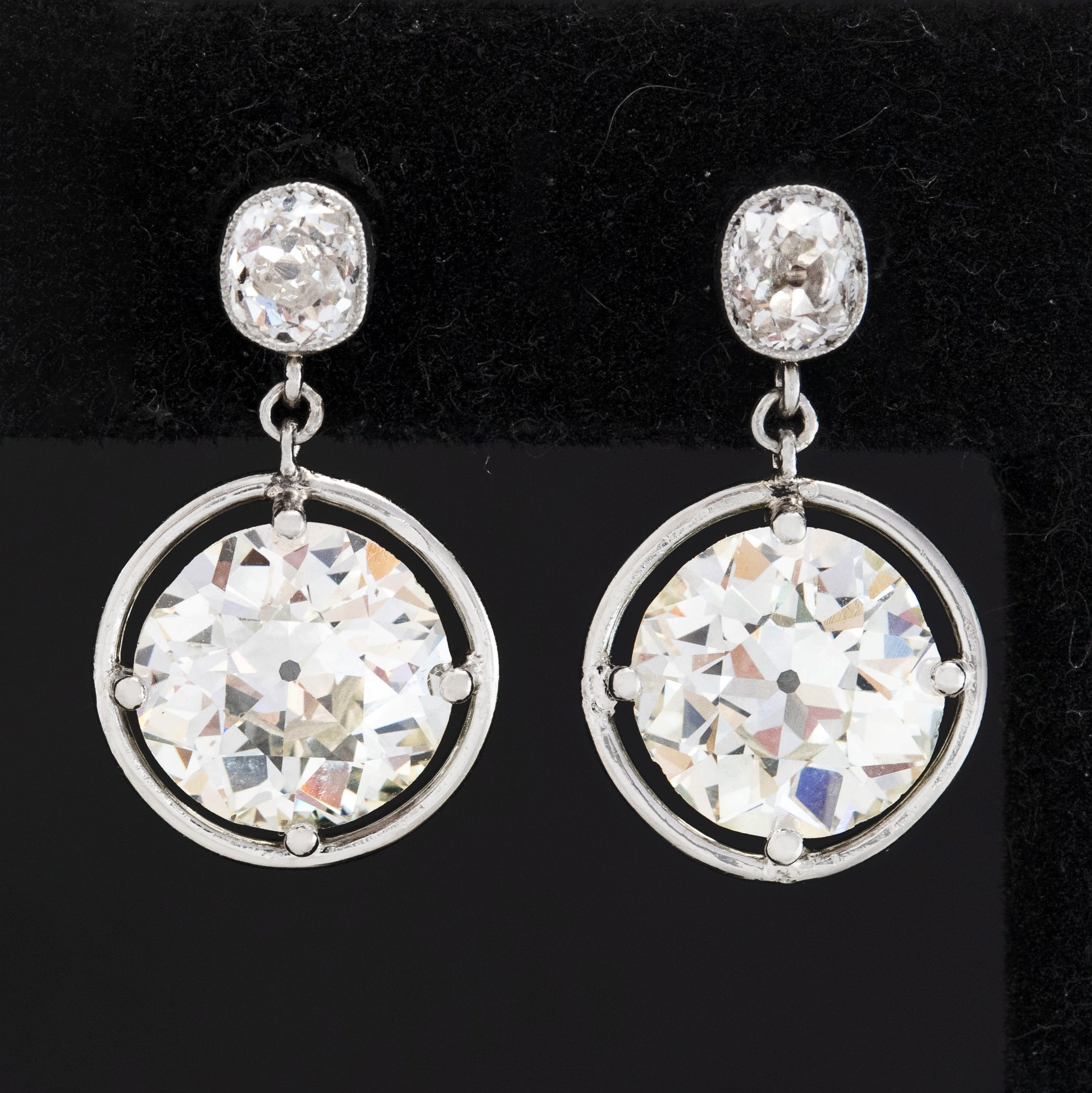 7.80ctw Art Deco Double Diamond Drop Earrings