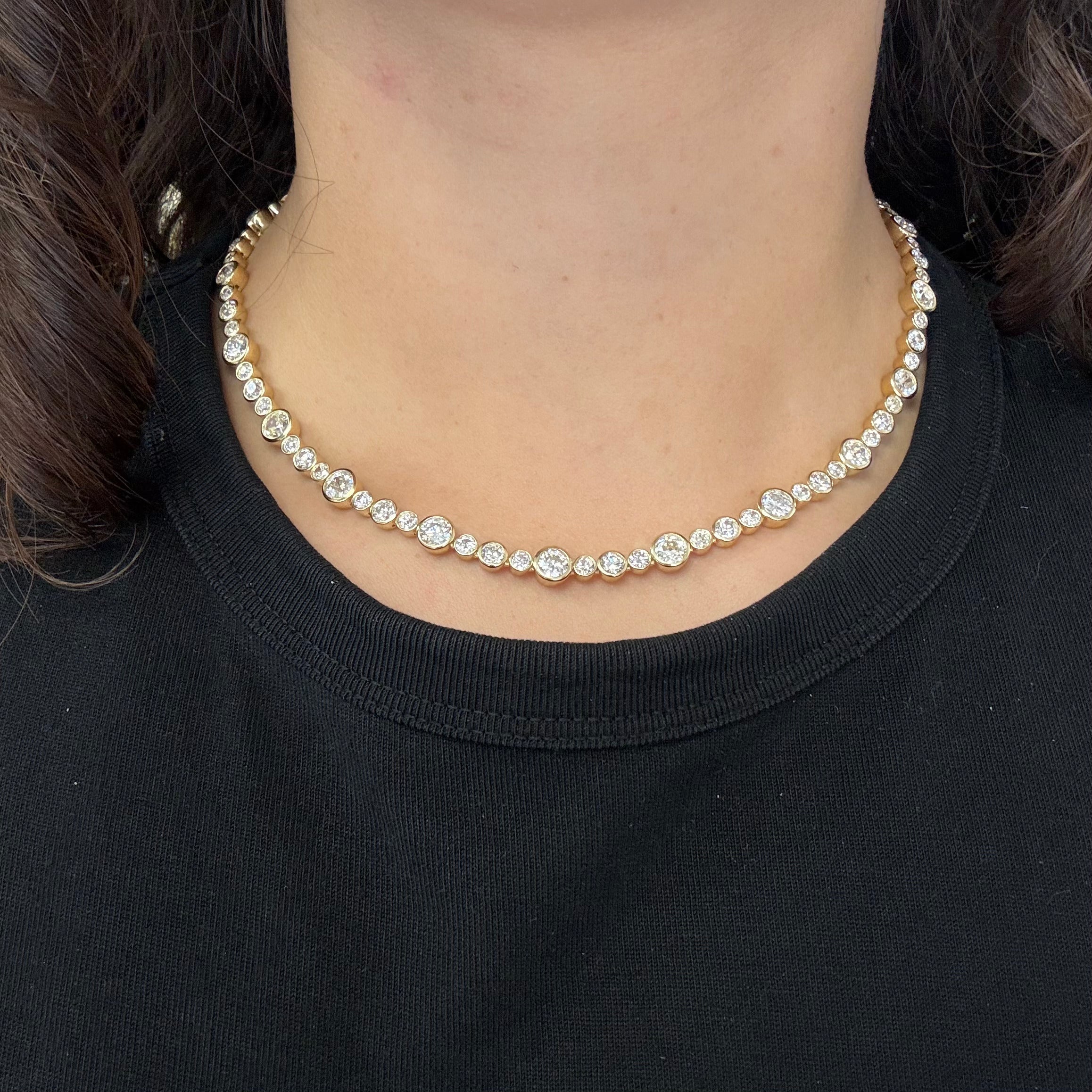 21.27ctw Old European Cut Diamond Bezel Tennis Necklace