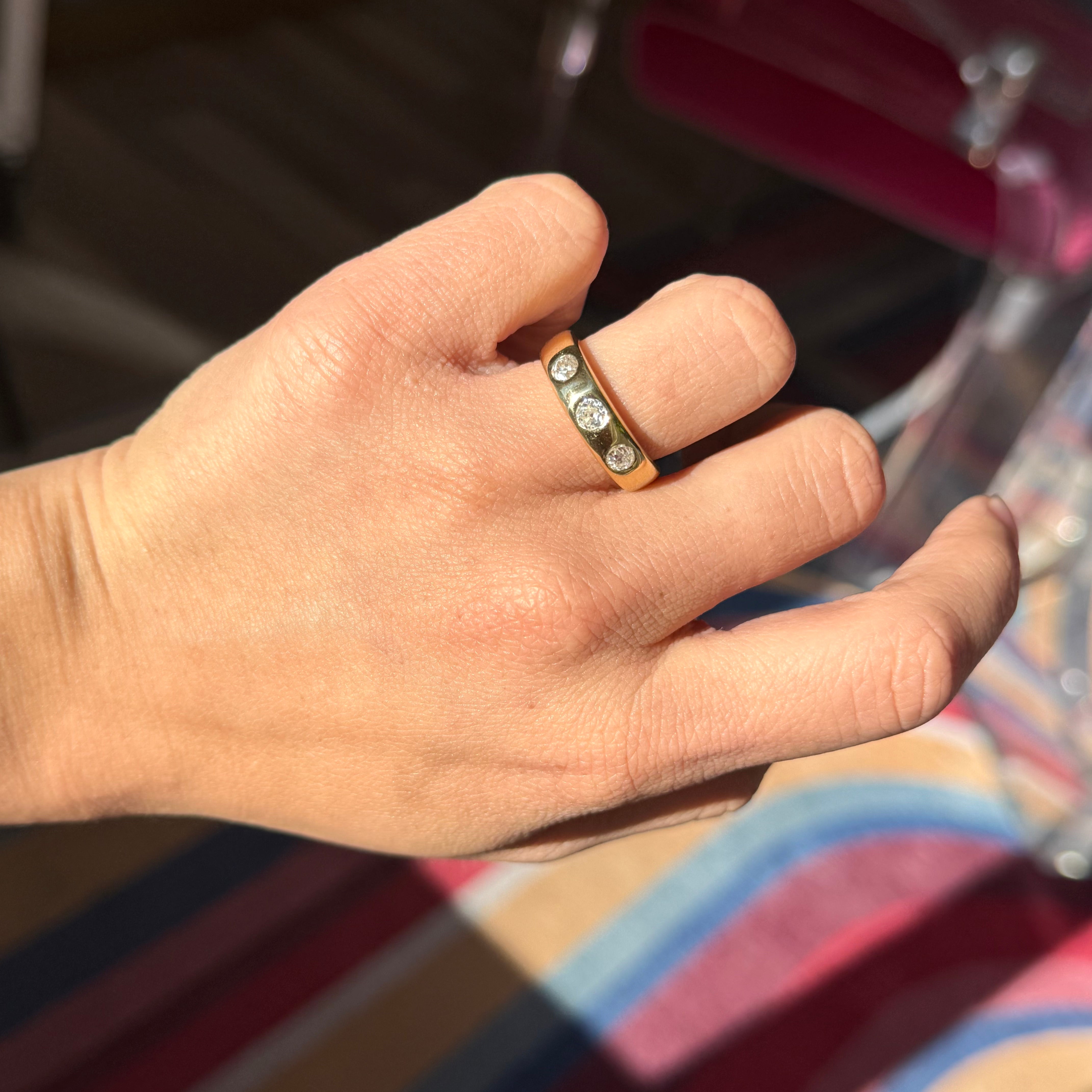 .75ctw Old European Cut Diamond 3-Stone Band