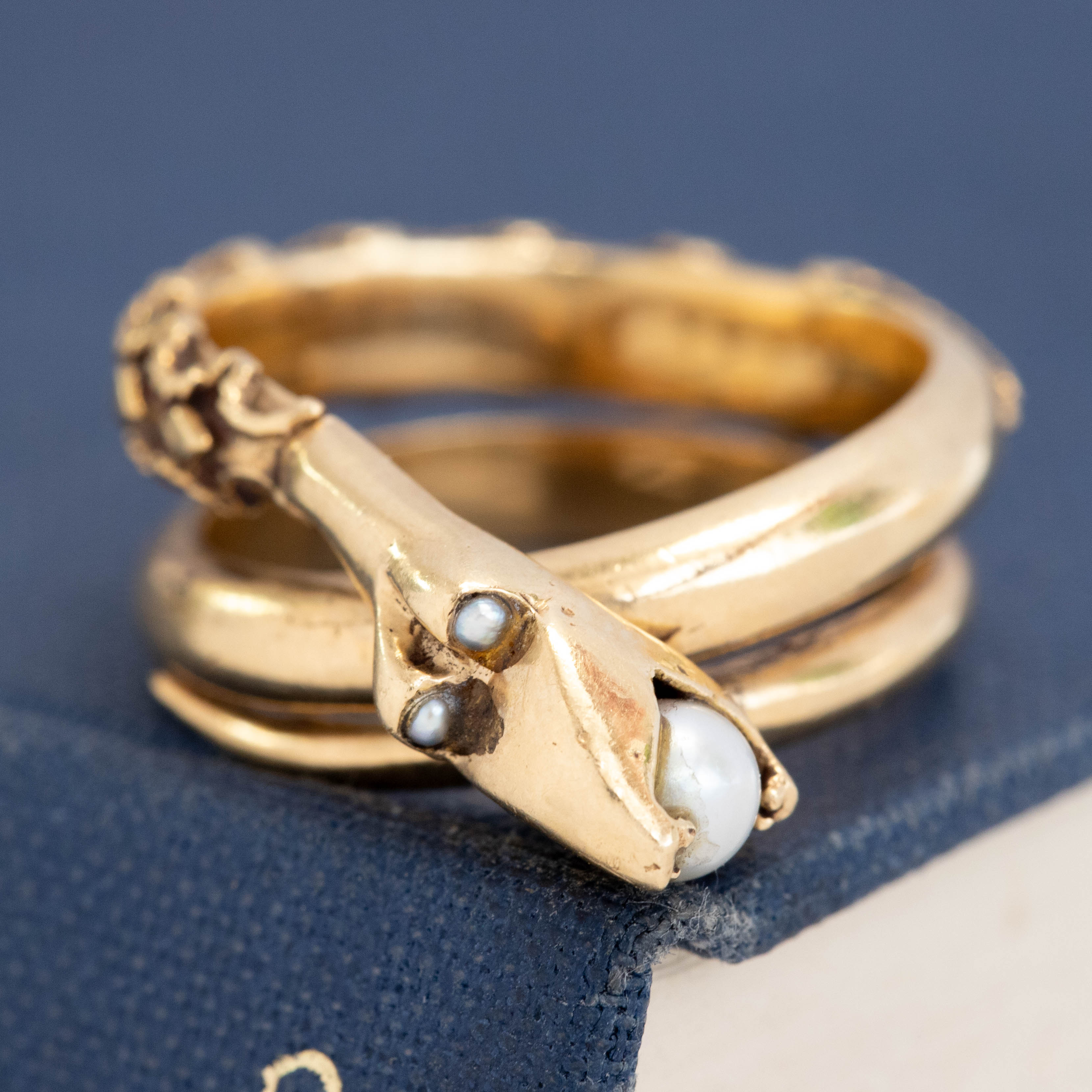Antique Pearl Serpent Wrap Ring