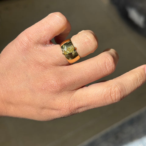 1.01ct Fancy Yellow Marquise Cut Diamond Wide Solitaire, GIA
