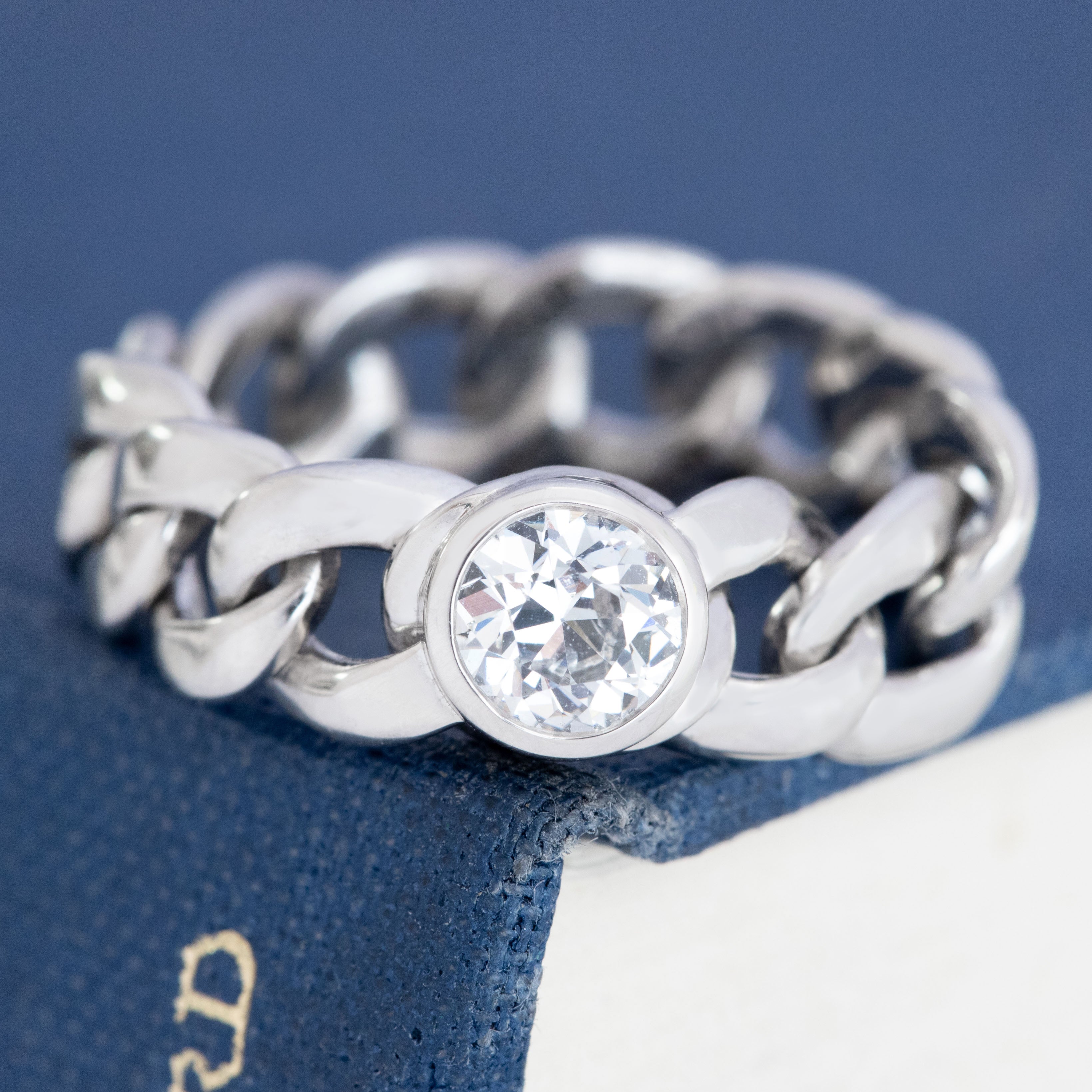 .58ct Old European Cut Diamond Bezel Chain Ring