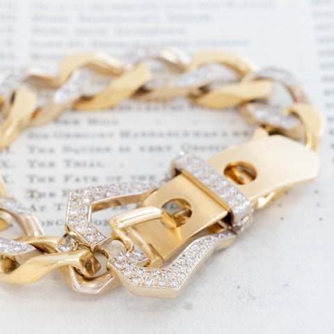 1.80ctw Vintage Diamond Buckle Curb Link Bracelet
