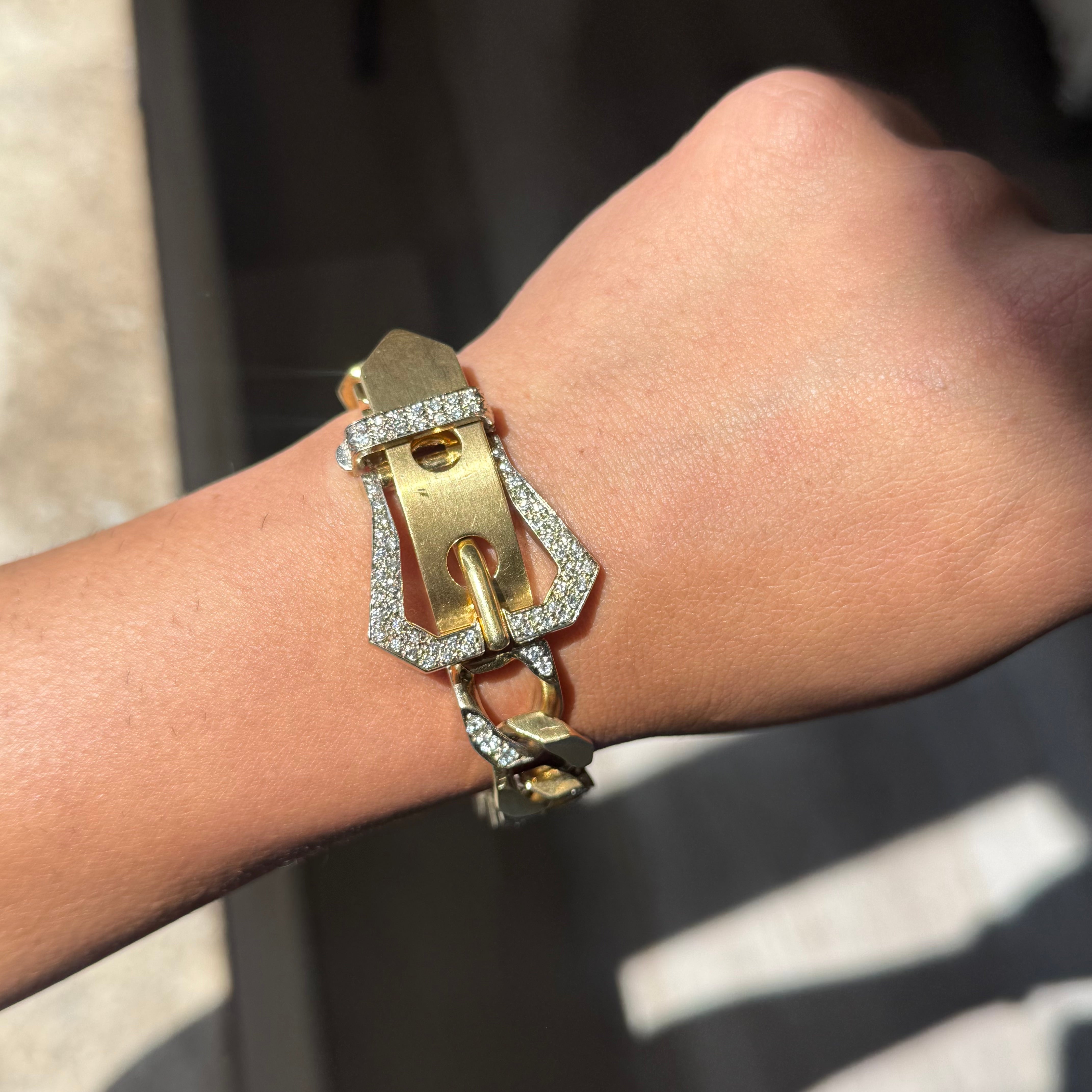 Vintage Diamond Buckle Curb Link Bracelet