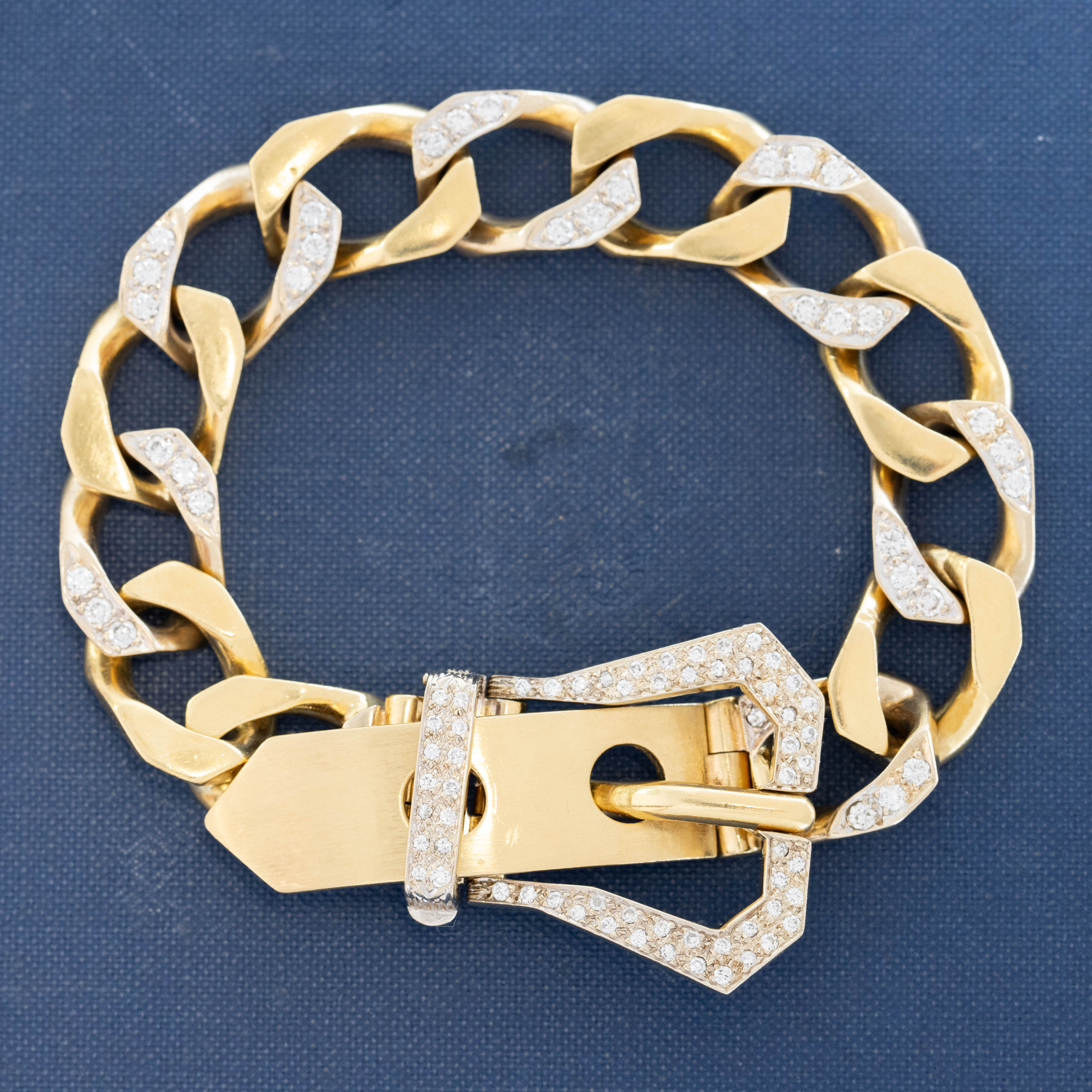 Vintage Diamond Buckle Curb Link Bracelet