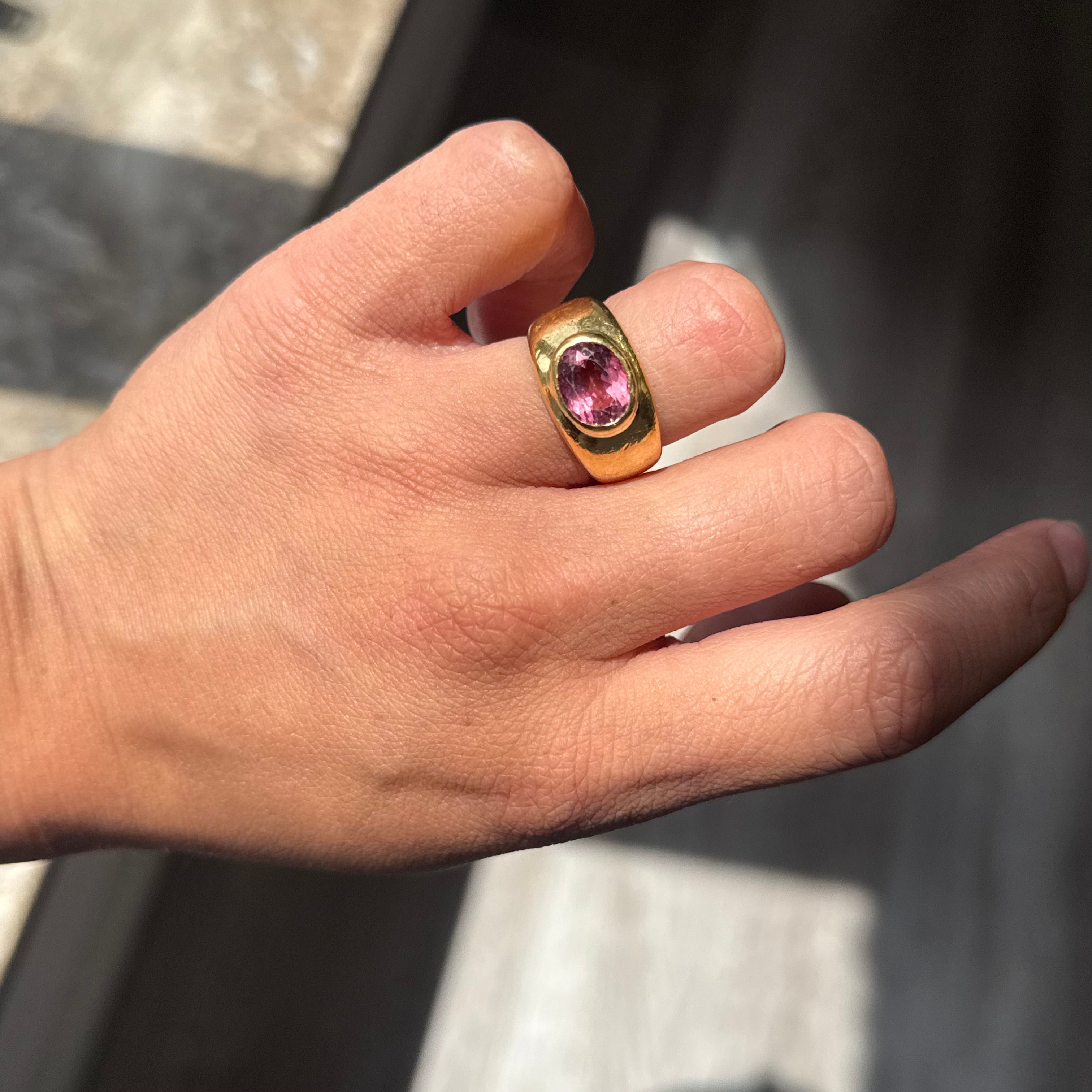 Vintage Tourmaline Bezel Ring