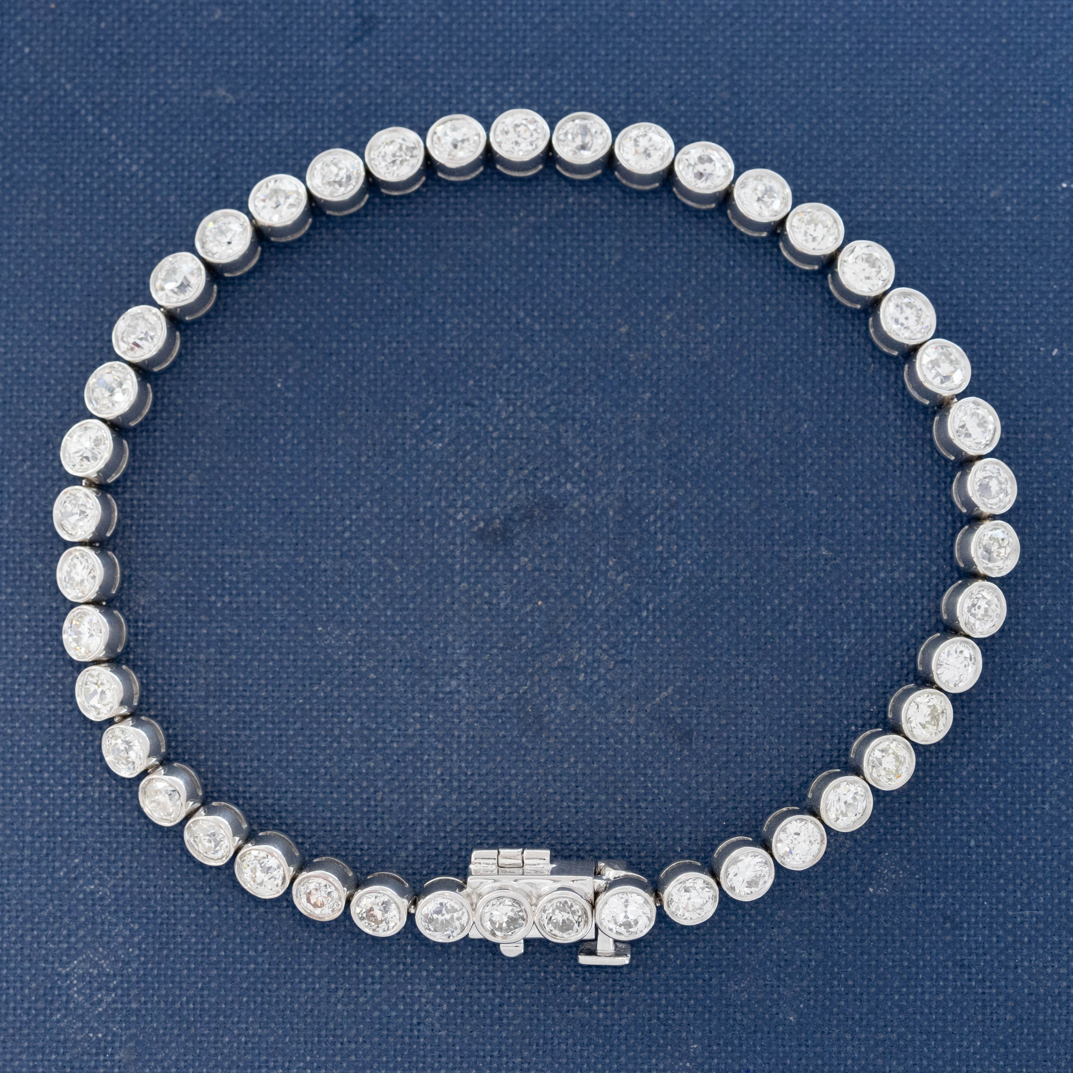 6.50ctw Old European Cut Diamond Bezel Tennis Bracelet