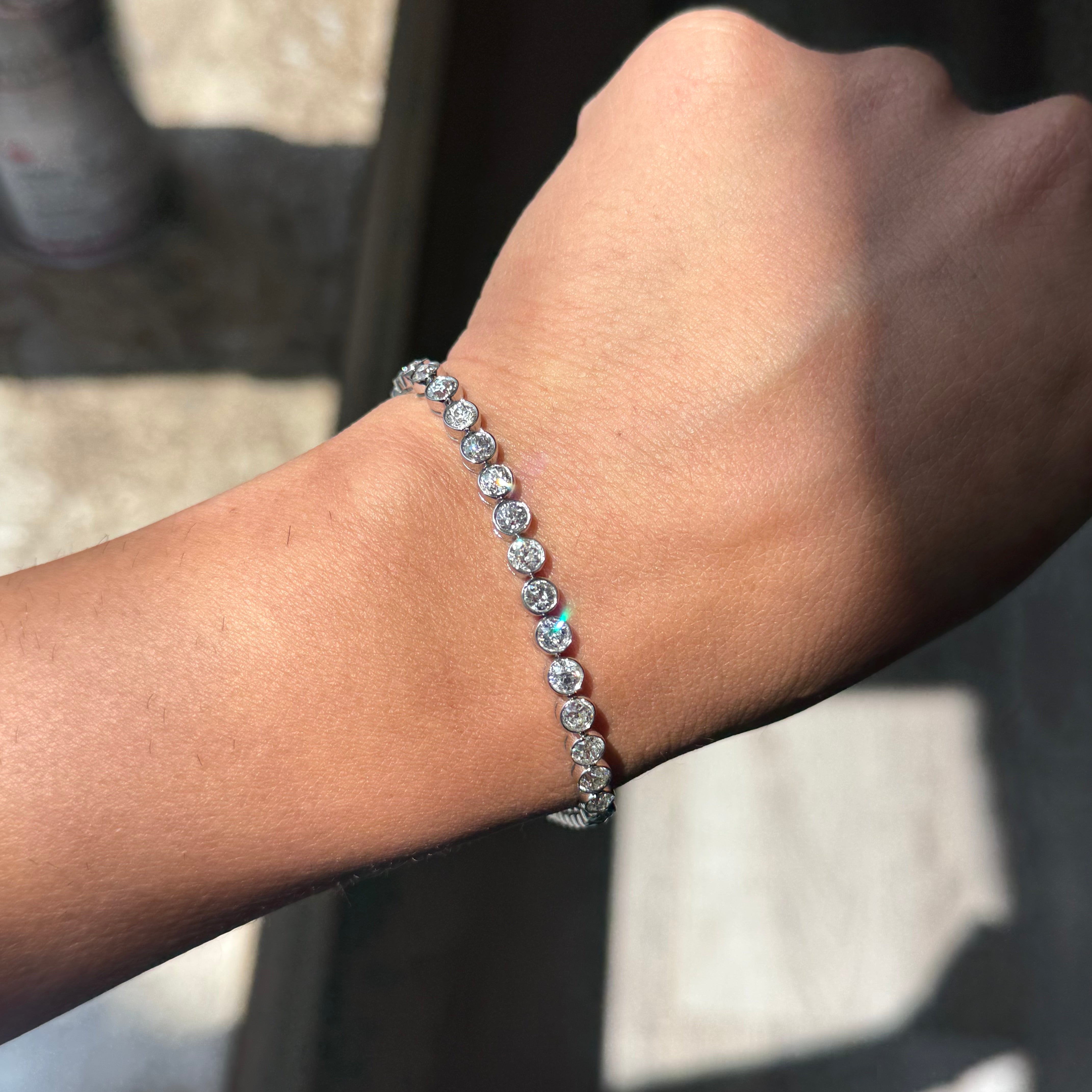6.50ctw Old European Cut Diamond Bezel Tennis Bracelet
