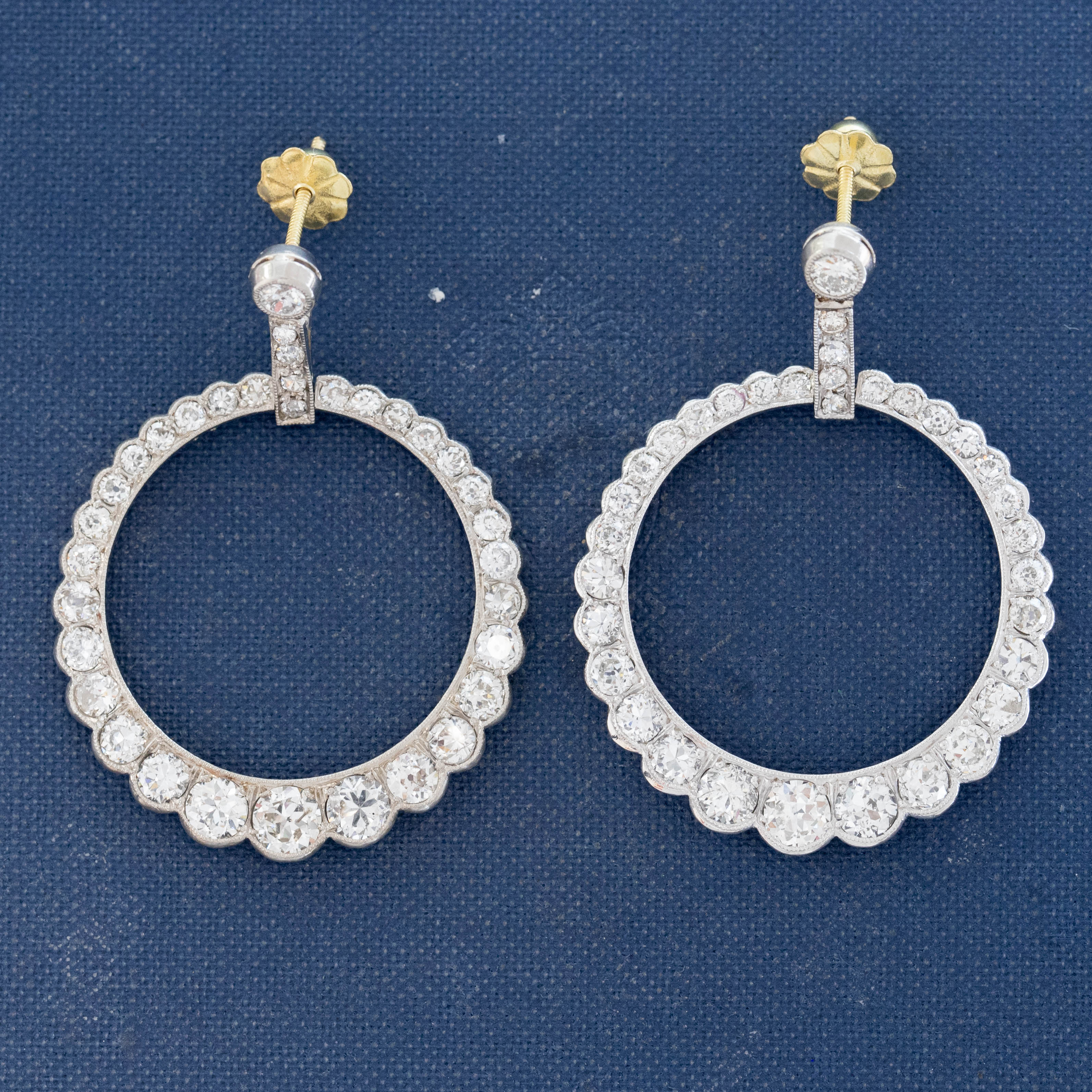 5.00ctw Edwardian Old European Cut Diamond Earrings