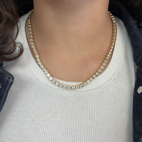 17.67ctw Old European Cut Diamond Bezel Tennis Necklace