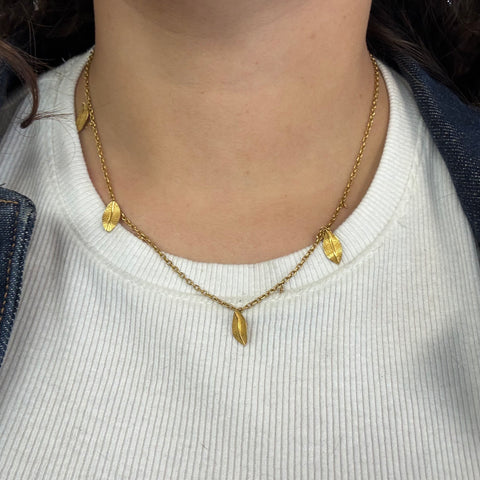 Vintage Leaf Drop Station Necklace
