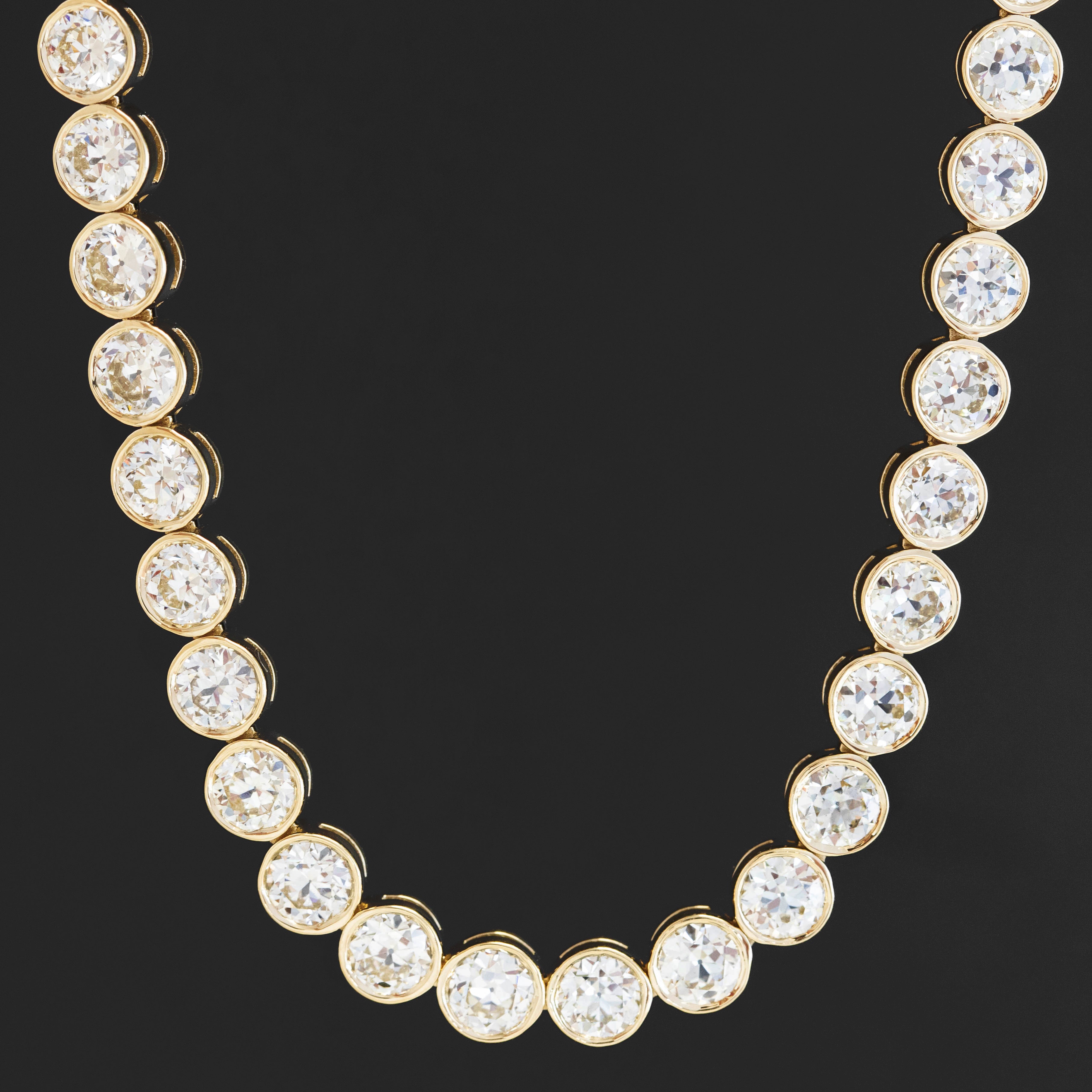 17.67ctw Old European Cut Diamond Bezel Tennis Necklace