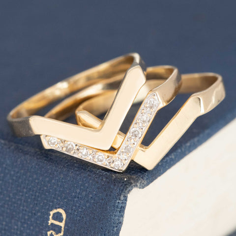 Vintage Diamond Chevron Stacker Bands