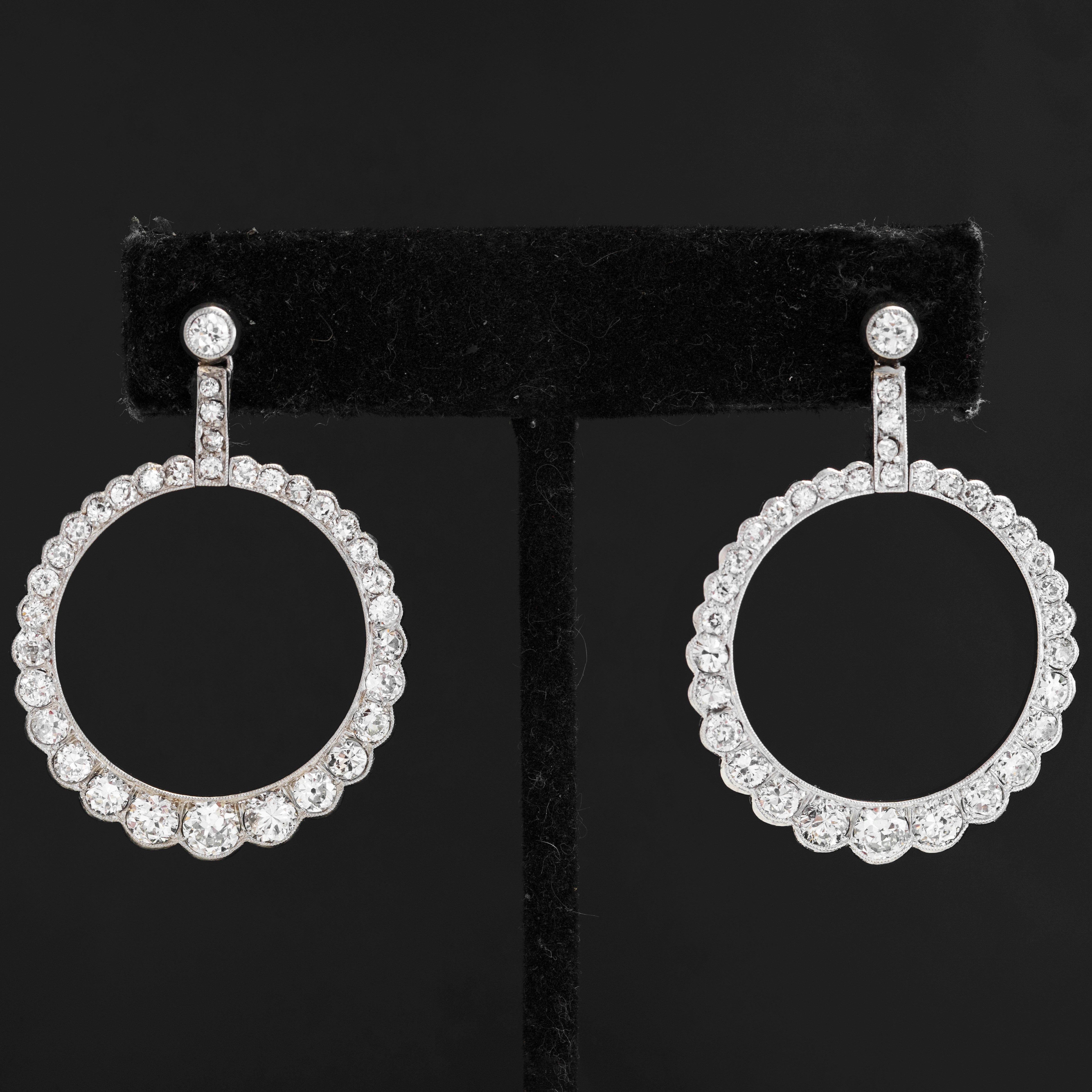 5.00ctw Edwardian Old European Cut Diamond Earrings